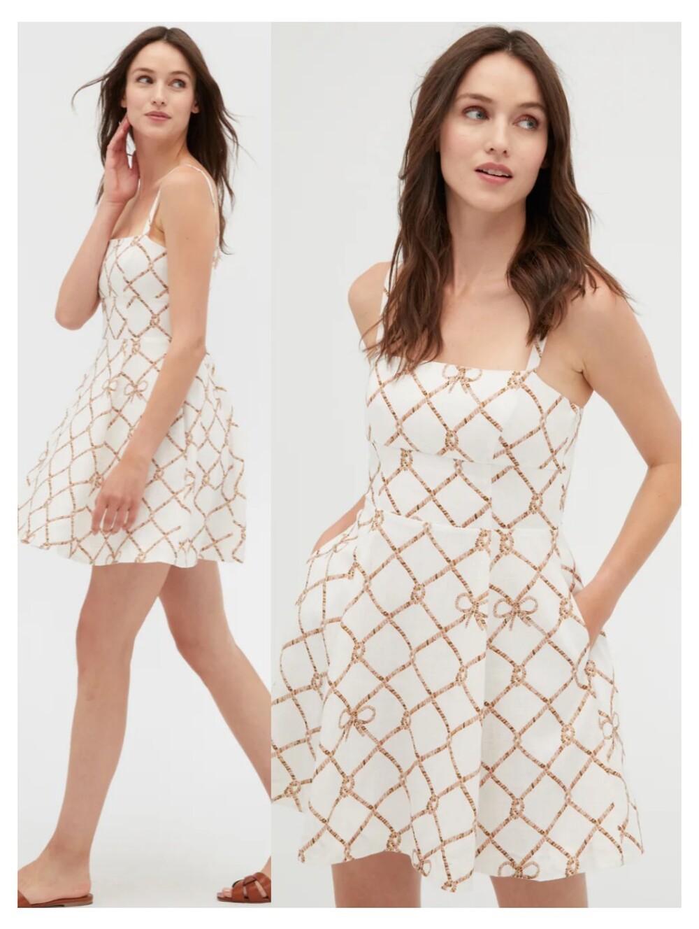 Hill House The Margo Mini Dress Nautical Trellis Sand NWT $198 Size Large ⚓